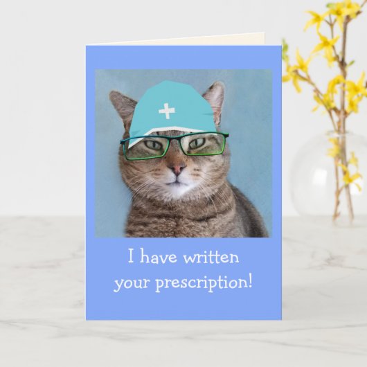 ドクターおもしろい・キャットが元気 カード (黄色い花)