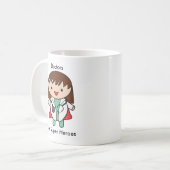 ドクターすごいヒーローガール女性女性がパーソナライズ コーヒーマグカップ (正面左)