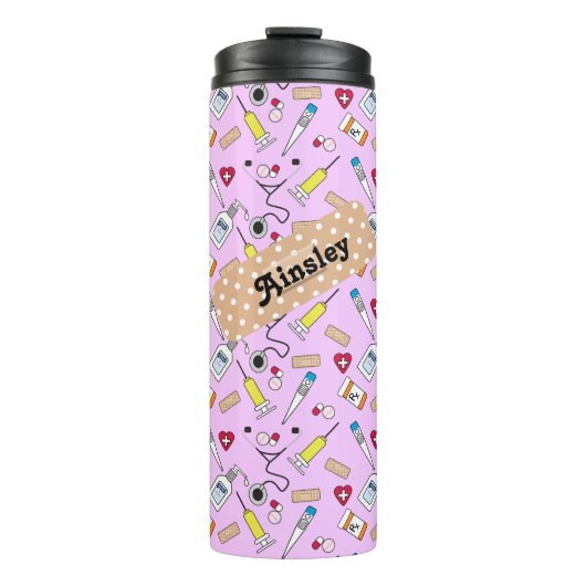 ドクターとナースの用品かわいパーソナライズされた タンブラー (正面)