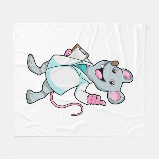 ドクターのコートを着たドクターとしてのマウス フリースブランケット (正面(横))