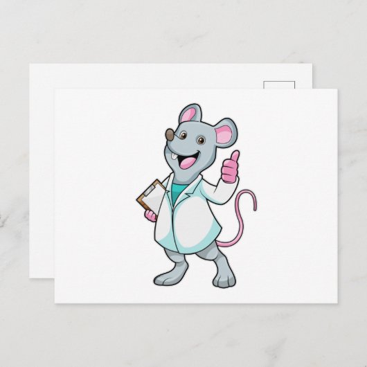 ドクターのコートを着たドクターとしてのマウス ポストカード (正面/裏面)