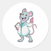 ドクターのコートを着たドクターとしてのマウス ラウンドシール (正面)