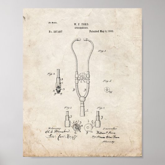 ドクターの聴診器特許 – Old Look ポスター (正面)