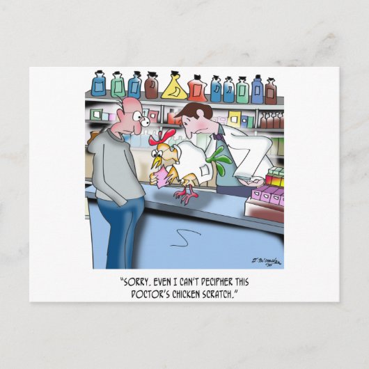 ドクターの鶏の傷を解読できない ポストカード (正面)