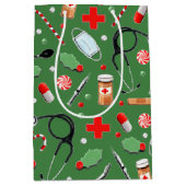 ドクターまたはナースクリスマスホリデイ ミディアムペーパーバッグ (正面)