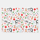 ドクターまたはナースクリスマスホリデーギフト ラッピングペーパーシート (正面3)