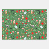 ドクターまたはナースクリスマスホリデーギフト ラッピングペーパーシート (正面2)