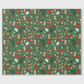 ドクターまたはナースクリスマスホリデーギフト ラッピングペーパー (フラット)