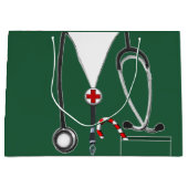 ドクターまたはナースクリスマス抱き枕 ラージペーパーバッグ (正面)