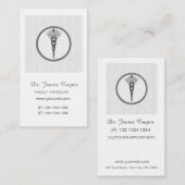 ドクターアポイントメントグレー斑点リネン 予約カード (正面/裏面)