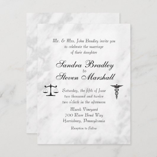 ドクターアンド弁護士結婚式招待状 招待状 (正面/裏面)