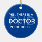 ドクターインザハウスブルーホワイトネームPhD卒業 セラミックオーナメント (正面)