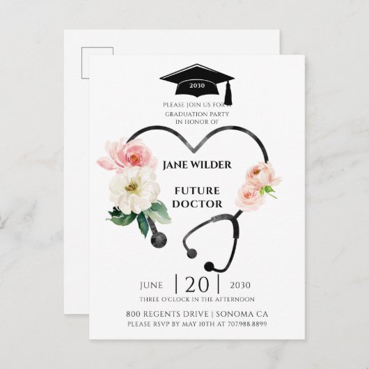 ドクターエクシデーションフローラローレル招待状 インビテーションポストカード (正面/裏面)