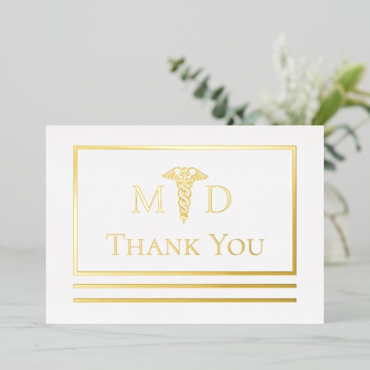 ドクターエレガントMDありがとうホイルはがき 箔招待状 (立ち正面)