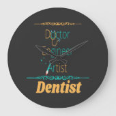 ドクターエンジニアアーティストが歯医者に相当 ラージ壁時計 (正面)