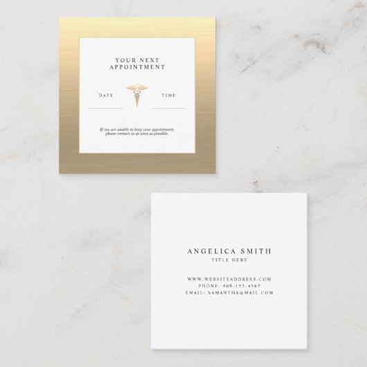 ドクターオフィスフェイク金ゴールドアポイントメントカード スクエア名刺 (正面/裏面)
