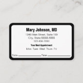 ドクターオフィス白黒あなたの次のアポイントメント 予約カード (正面)