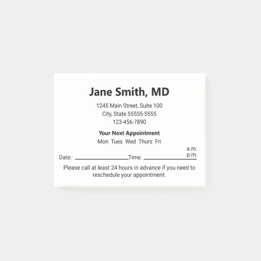 ドクターオフィス白黒次のアポイントメント ポストイット (正面)