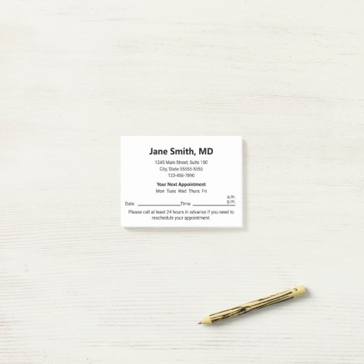 ドクターオフィス白黒次のアポイントメント ポストイット (デスク上)