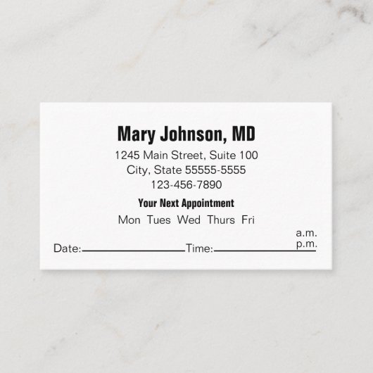 ドクターオフィス白黒次のアポイントメント 予約カード (正面)