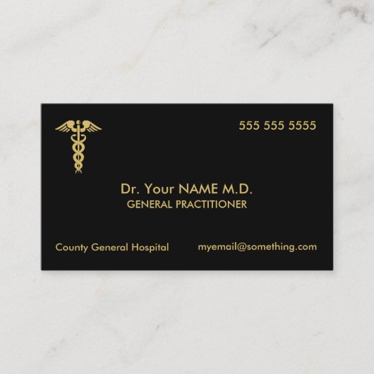 ドクターカドゥセウス黒と金ゴールド 名刺 (正面)