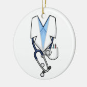 ドクターコスチューム白いラボコート聴診器 セラミックオーナメント (左)