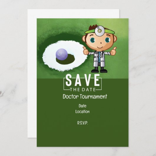 ドクターゴルファー用ゴルフパーティー おもしろい 招待状 (正面/裏面)