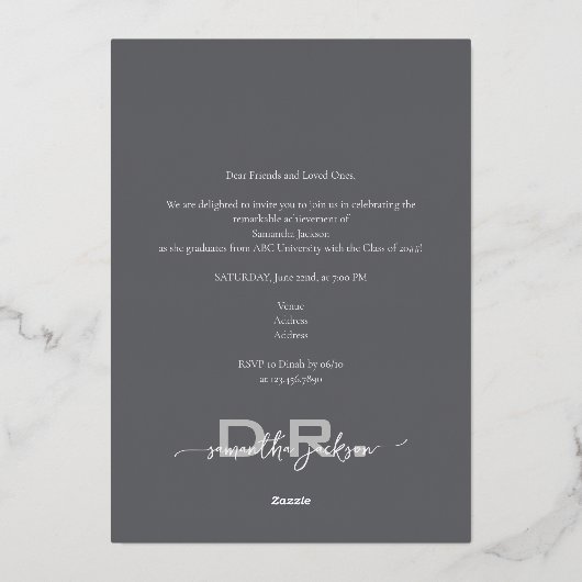 ドクターシック博士の卒業写真誌 箔招待状 (裏面)