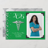 ドクターシルバー卒業発表グリーン 招待状 (正面/裏面)