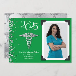 ドクターシルバー卒業発表グリーン 招待状