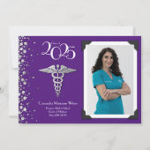 ドクターシルバー卒業発表パープル 招待状 (正面)