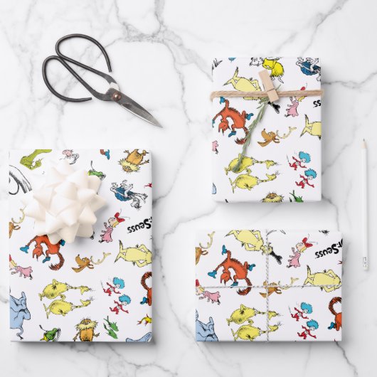 ドクターシーズキャラクター紙吹雪 |子供の誕生日 ラッピングペーパーシート (正面)