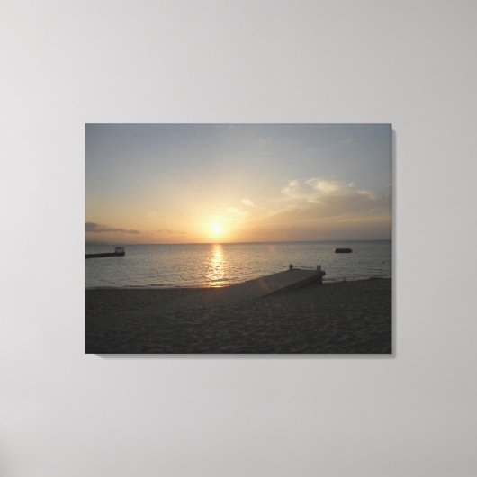 ドクターズケーブビーチ，ジャマイカサンセット2011年4月 キャンバスプリント (正面)