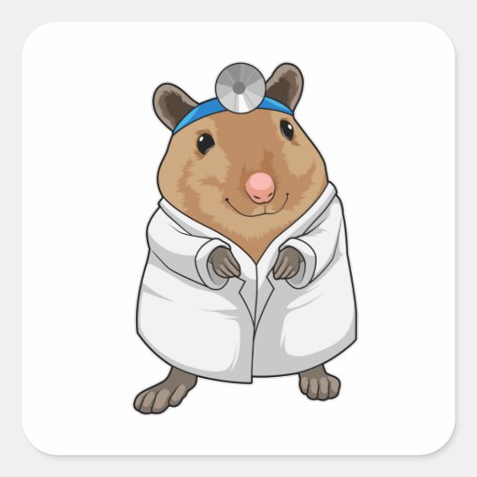 ドクターズコートを着たネズミ スクエアシール (正面)