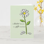 ドクターズデイ宗教的な緑のデイジー、感謝 カード (黄色い花)
