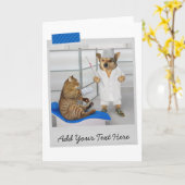 ドクタードッグ及び猫患者病院おもしろい カード (黄色い花)