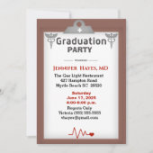 ドクターナースブラウンクリップボード卒業パーティー 招待状 (正面)