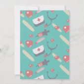 ドクターナース誕生日パーティーメディカルパターンピンク 招待状 (裏面)