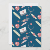 ドクターナース誕生日パーティーメディカルパターンピンク 招待状 (裏面)