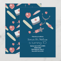 ドクターナース誕生日パーティーメディカルパターンピンク