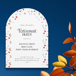 ドクターナース退職パーティーアーチ 招待状