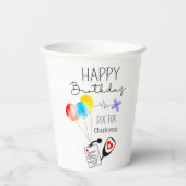 ドクターハッピーバースデーバルーンフラット誕生日 紙コップ (裏面)