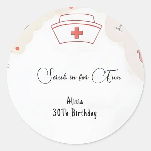 ドクターハート登録ナースRn 30th誕生日 ラウンドシール (正面)