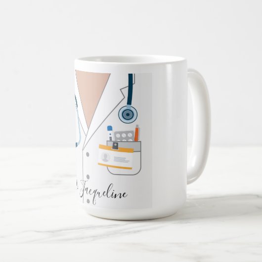 ドクターパーソナライズされたのコートのマグ コーヒーマグカップ (正面右)