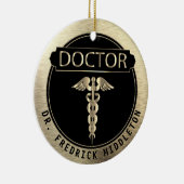 ドク👨ターフ⚕️ェース-黒と金ゴールド セラミックオーナメント (右)