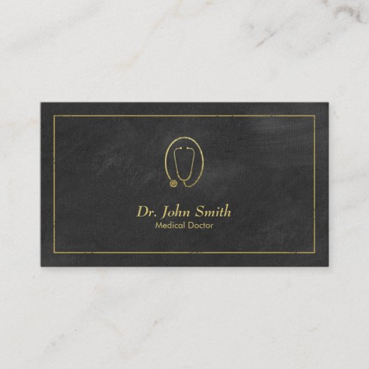 ドクターブラックキャンバスゴールデンフレーム&聴診器 予約カード (正面)