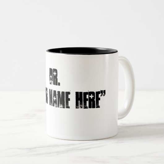 ドクターマグ、博士名前をカスタムするマグ、ドクターへの贈り物 ツートーンマグカップ (正面右)