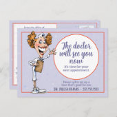 ドクターメディカルアポイントメントリマインダーおもしろいナース ポストカード (正面/裏面)