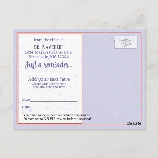 ドクターメディカルアポイントメントリマインダーおもしろいナース ポストカード (裏面)