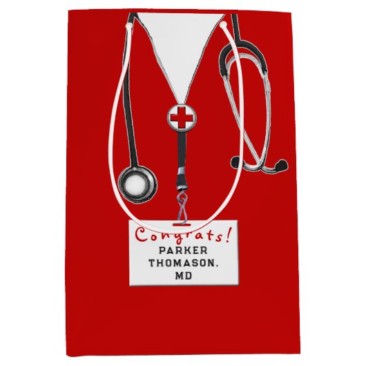 ドクターメディカルスクールおめでとう中抱き枕 ミディアムペーパーバッグ (正面)